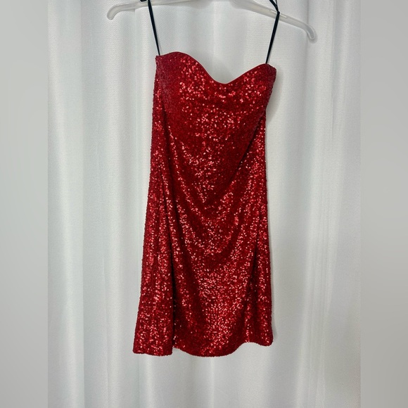 NWT Jadore Sweetheart Red Sequence Mini Cocktail dress - Picture 8 of 9